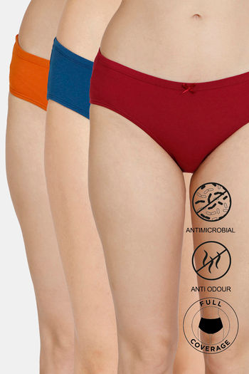 Buy Zivame Anti-Microbial Low Rise Full Coverage Hipster Panty (Pack of 3) - Assorted
